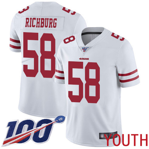 San Francisco 49ers Limited White Youth Weston Richburg Road NFL Jersey 58 100th Season Vapor Untouchable
